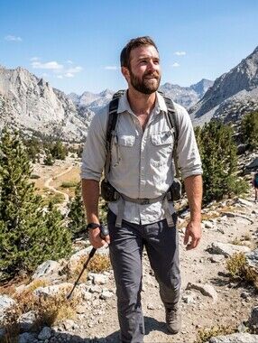 Men's REI Co-op technical long-sleeve outdoor button-up shirt